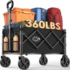 Alternative view of Lumi Discount NWH Collapsible Wagon Cart with Wheels Foldable, 360LBS Large Capacity Portable Folding Utility Heavy Duty Beach Wagons Cart with All-Terrain