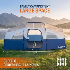 Alternative view of Lumi Discount Camping Tent for 8 Person, PU3000MM Waterproof Family Tent with Rainfly, Large Roomy 3 Room Camping Tents