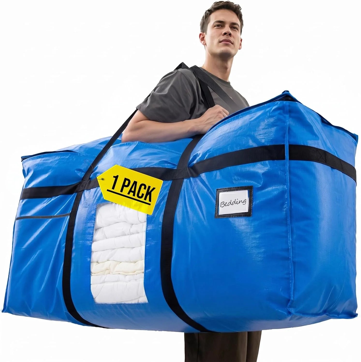 Discount TAILI 2 Pack 69 Gallon Extra Large Storage Bags with Visible Window,Blue - Image 8