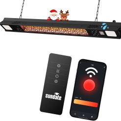 Alternative view of Lumi Discount Hanging Electric Patio Heater with Light Ceiling Outdoor, Wifi Control, 1500W Infrared 9 Heat Levels, 24H Timers