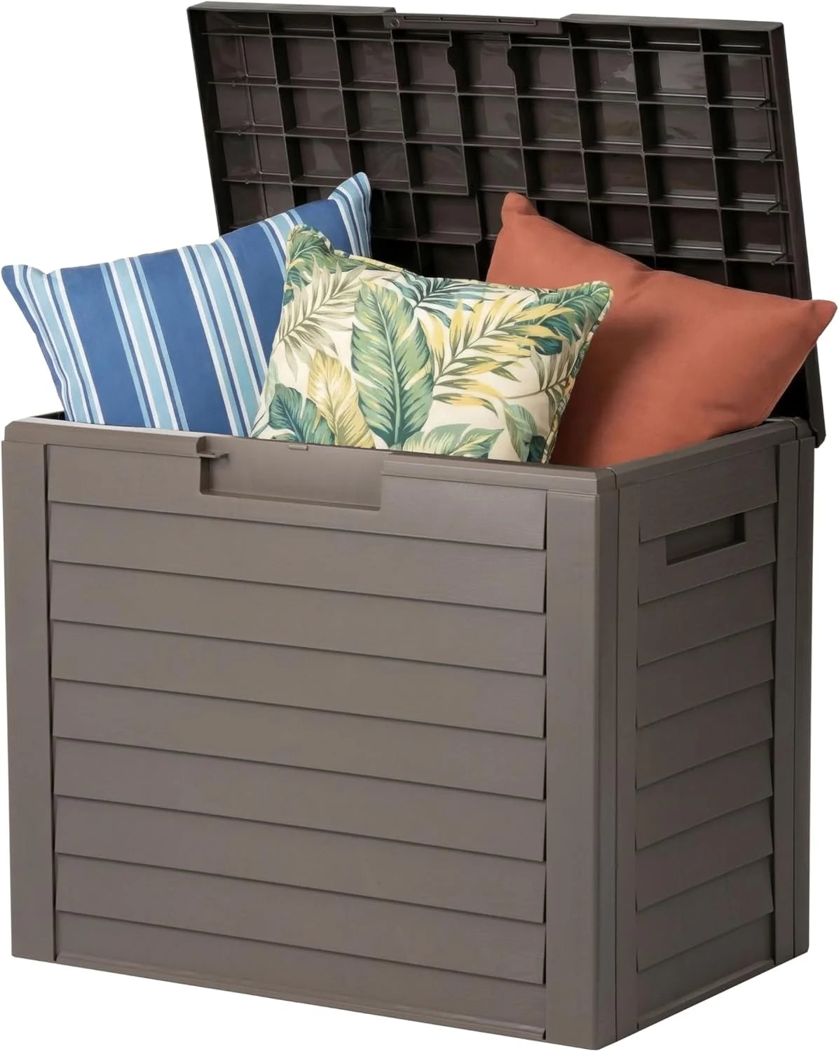 Lumi Discount USA 35 Gallon Outdoor Deck Box, Lockable, Weather-Resistant, Beige