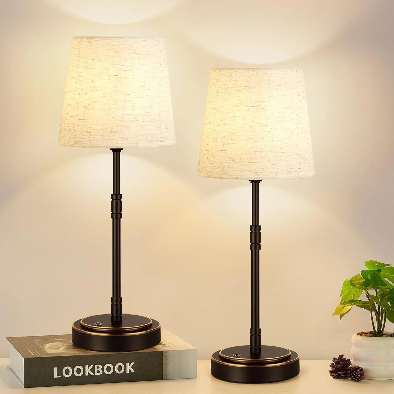 Discount Cordless Table Lamps Set of 2 ¨C Battery Operated Lamp with 7500mAh Rechargeable Battery, Dimmable, Bulb Included - Image 5