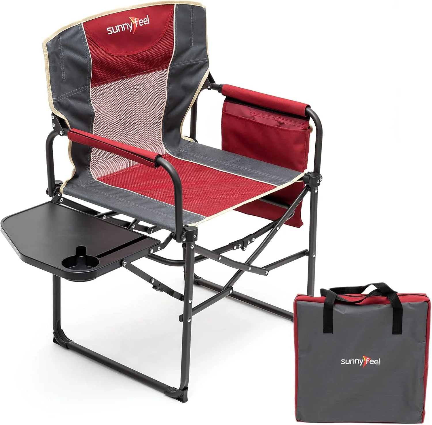 Lumi Discount SUNNYFEEL Camping Directors Chair, Heavy Duty, Oversized Portable Folding Chair with Side Table - Image 16