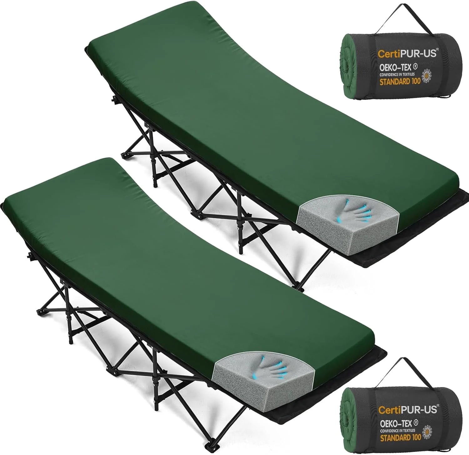 Discount CYMULA Camping Cot Pad 2 Inch Memory Foam, Camping Pad for Folding Cot and Foldable Cot, Portable Roll Up Camp Gear - Image 3