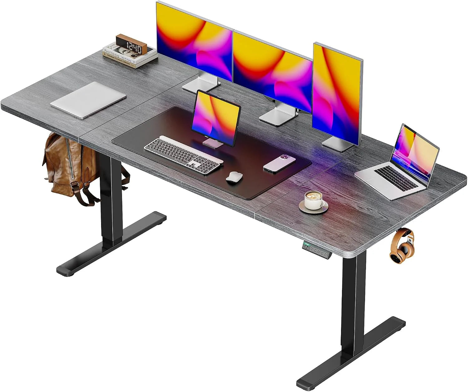 Discount 55 x 28 Large Electric Standing Desk, Height Adjustable Computer Desk, 27.6 Deep Desktop