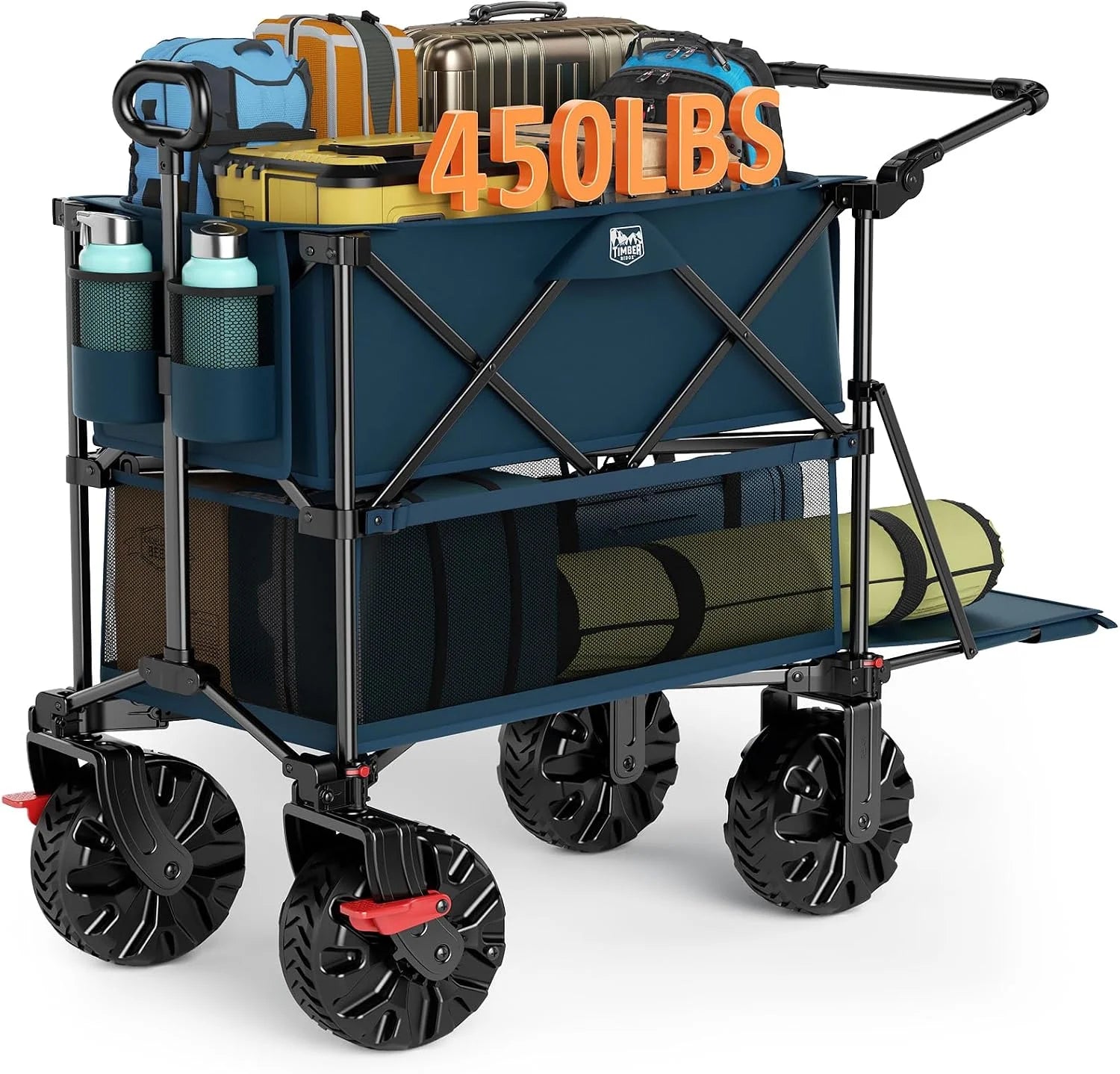 Discount TIMBER RIDGE 400L Folding Double Decker Wagon with Brakes, 54 Extra Long - Image 4