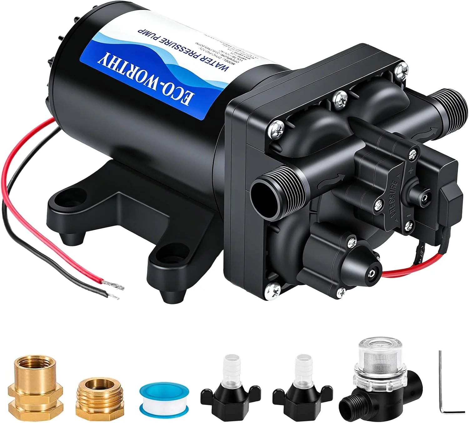 Lumi Discount 33-Series Industrial Water Pressure Pump 110V AC 4.0GPM 50PSI RV Fresh Water Diaphragm Pump include Garden - Image 3