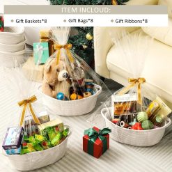 Alternative view of Discount Small Woven Basket with Gift Bags and Ribbons, All 12x 8x 5, Empty Decorative Gift Chest Box, Cute Baby