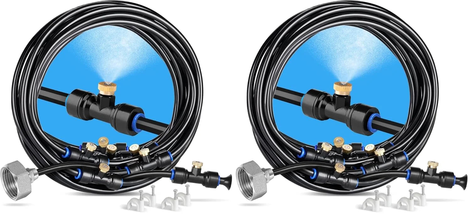 Discount homenote Misting Cooling System 75FT(23M) Pre-Assembled Kit with 28 Brass Nozzles & 3/4 Brass Adapter - Image 4
