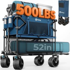 Alternative view of Discount Sekey Double Decker Wagon, 500LBS Heavy Duty Collapsible Utility Cart with 400L Capacity & Extended Lower Shelf