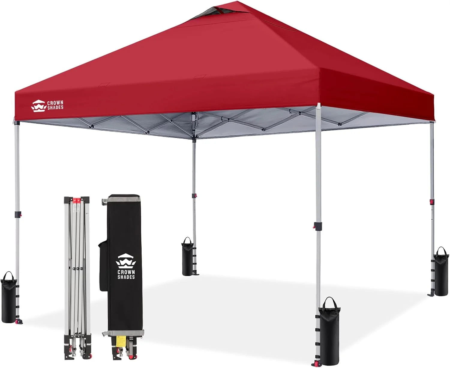Discount CROWN SHADES 10×10 Pop Up Canopy, Patented CenterLok One Push Tent Canopy, 8 Stakes, 4 Ropes (10×10 - Image 34