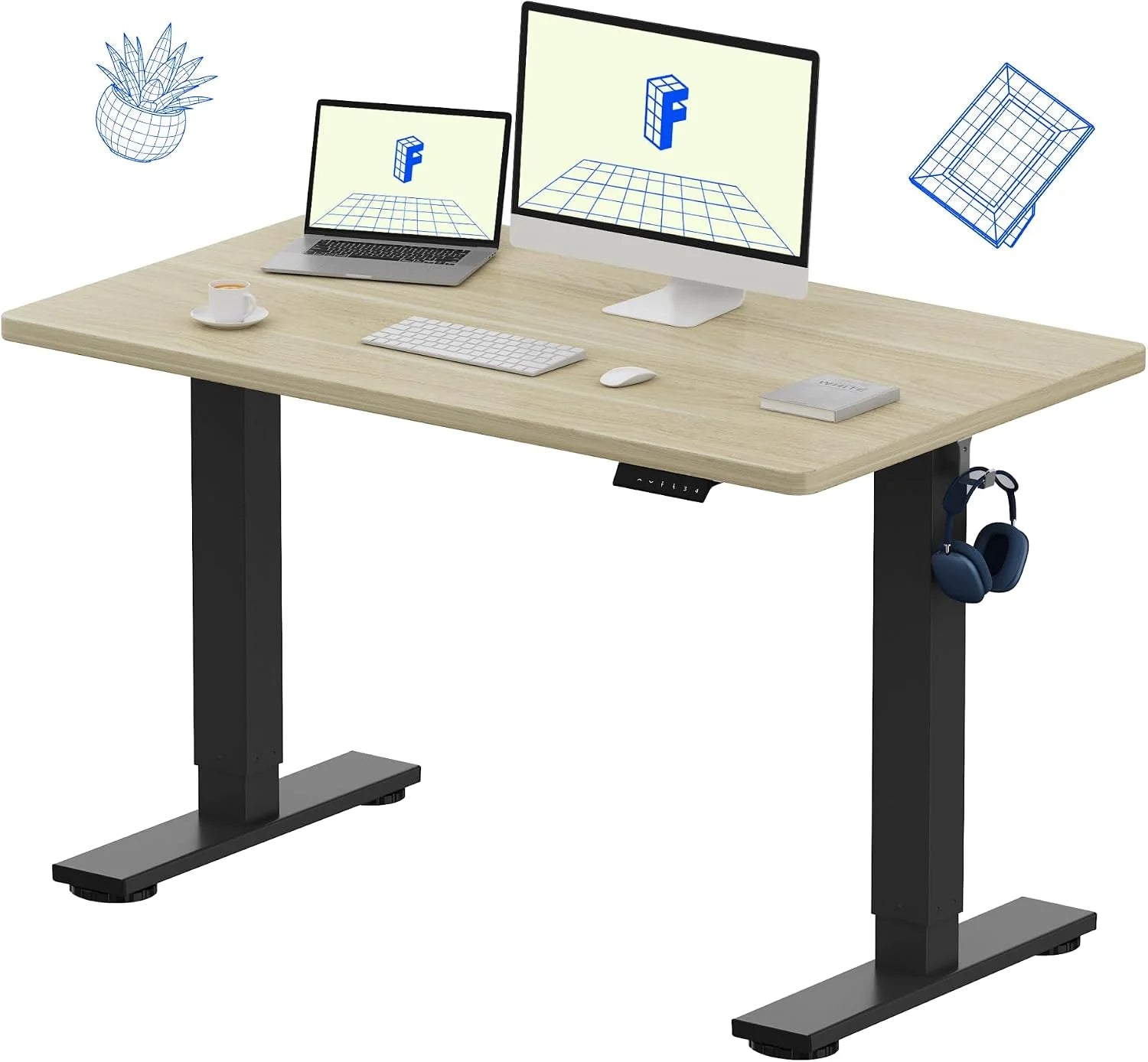 Lumi Discount FLEXISPOT EN1 One-Piece Standing Desk, Electric Adjustable with 4 Memory Presets, 176 LBS Capacity, 48x24 Black - Image 8