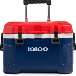 Lumi Discount Igloo Trailmate 52Qt Wheeled Cooler, Insulated Hard Shell Ice Chest, Carbonite