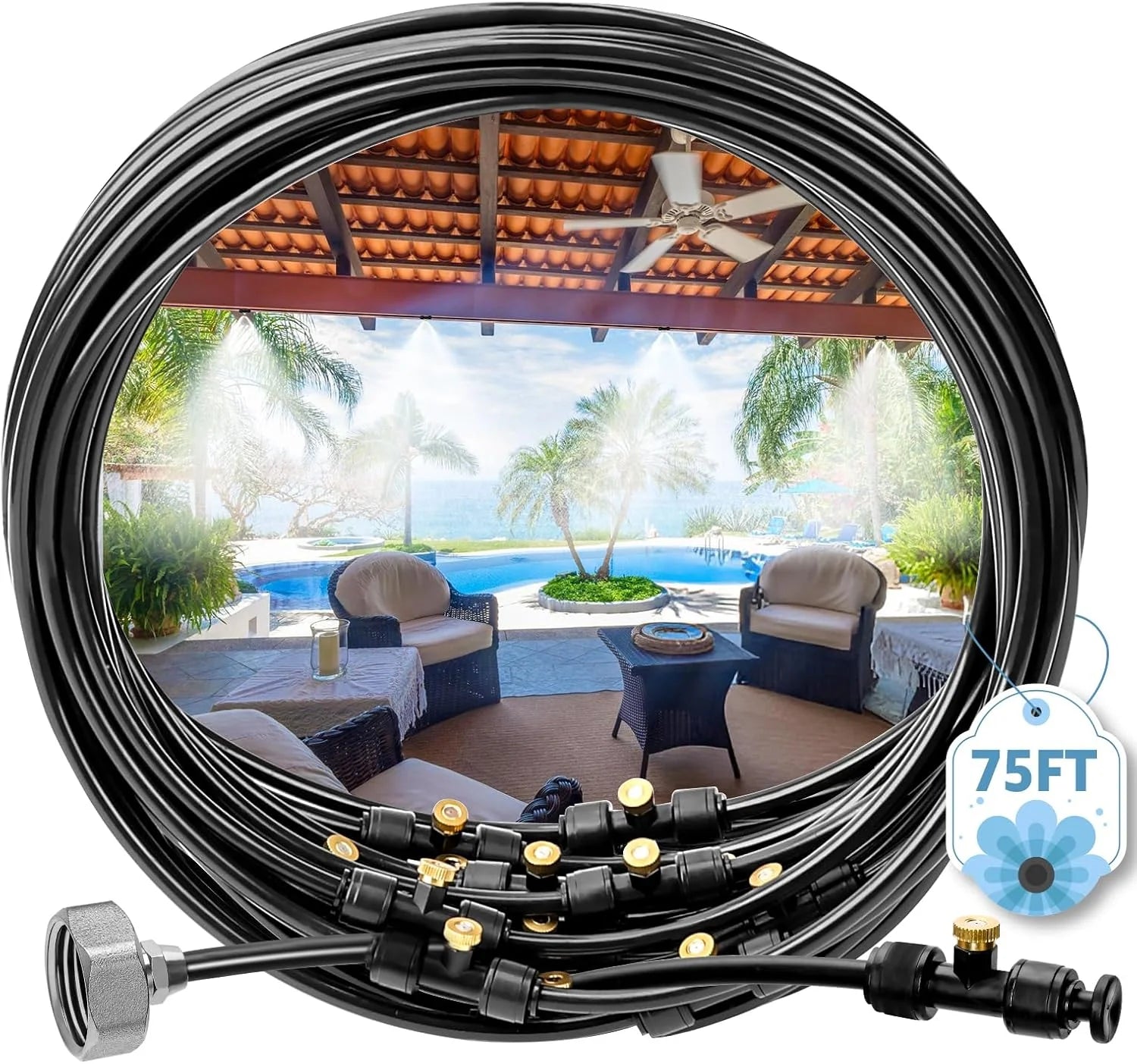 Lumi Discount Portable Misting Systems, Outdoor Water Cooling Misters Set with 5200mAh Water Pump, 5.8GAL/22L Bucket - Image 2