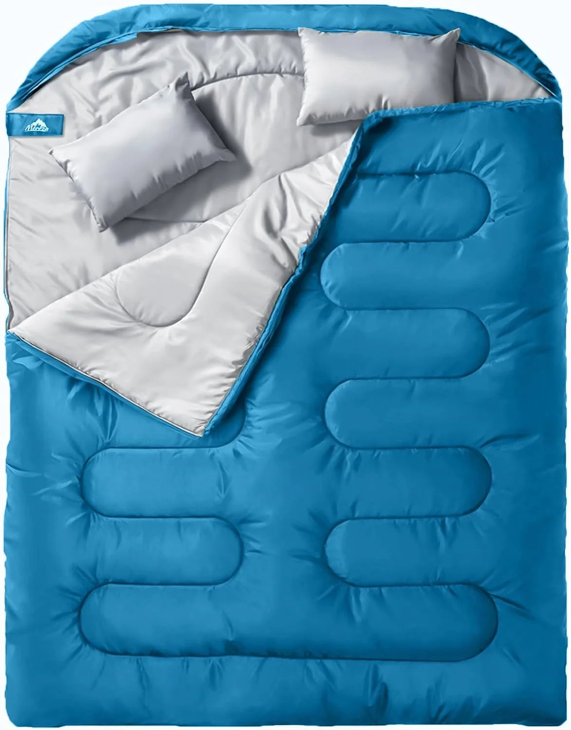 Discount MEREZA Double Sleeping Bag for Adults Mens with Pillow, XL Queen Size Two Person Sleeping Bag for All Season Camping