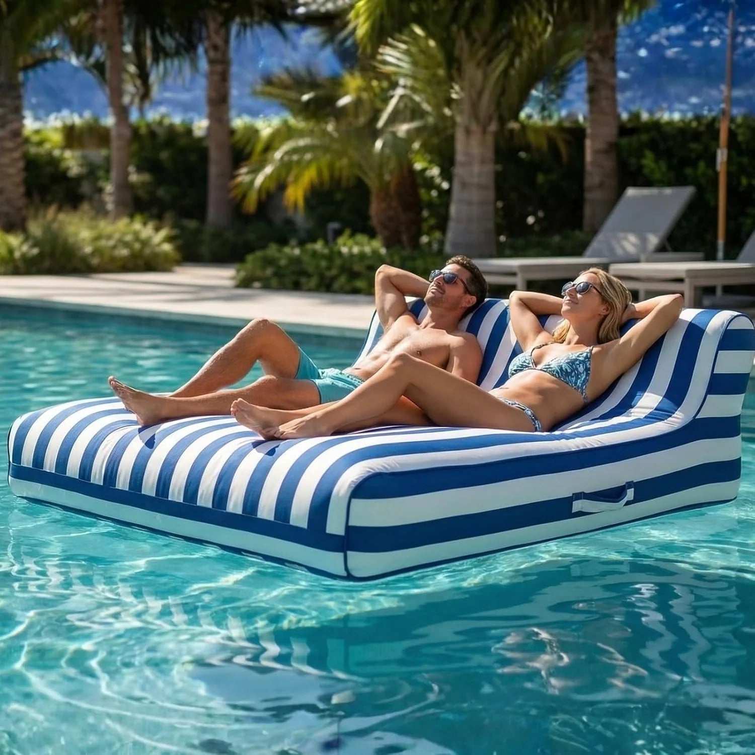 Discount Stylish Pool Float Lounger Recliner, Large Floating Chair & Backrest, Heavy Duty Lake - Image 3