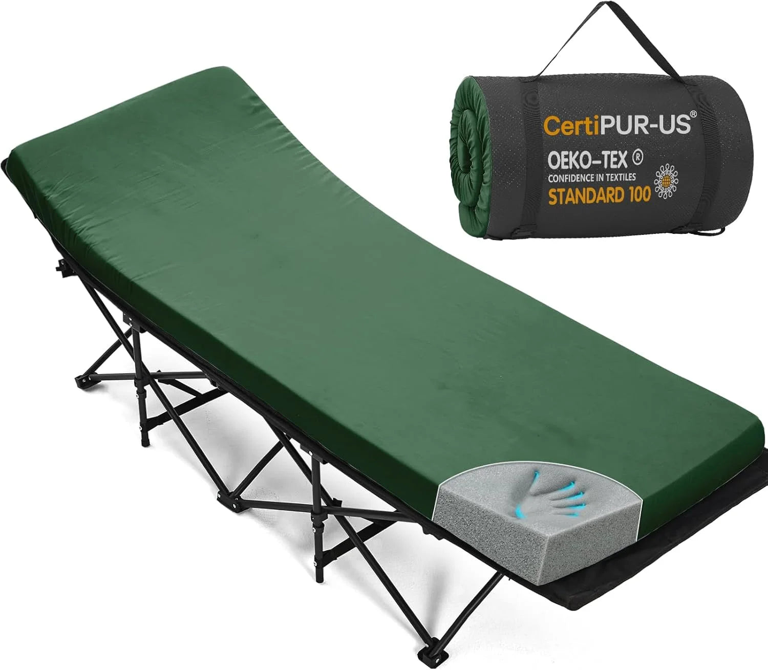 Discount CYMULA Camping Cot Pad 2 Inch Memory Foam, Camping Pad for Folding Cot and Foldable Cot, Portable Roll Up Camp Gear - Image 8