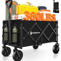 Alternative view of Discount 100L Portable Collapsible Wagon Cart, 360lbs Heavy Duty, Black