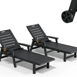 Lumi Discount Lounge Chair, Pool Lounge Chairs Set of 2, Waterproof Sun Loungers Chair, 5-Positions Adjustable Outdoor Lounge Chairs