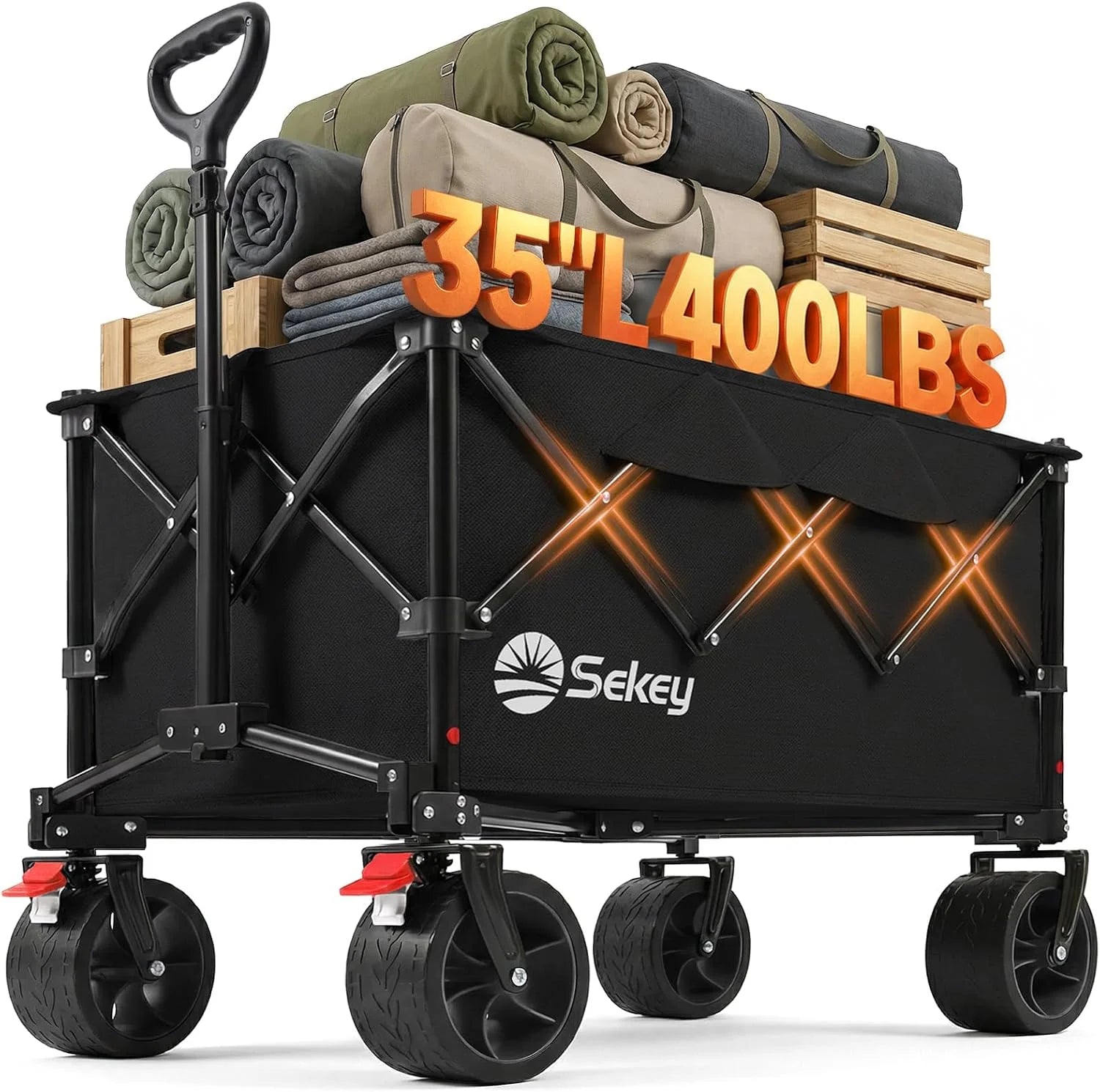 Lumi Discount 250L Wagons Carts Foldable with Big All-Terrian Beach Wheels, Collapsible Heavy Duty Wagon, Extra Large Folding Wagon - Image 6