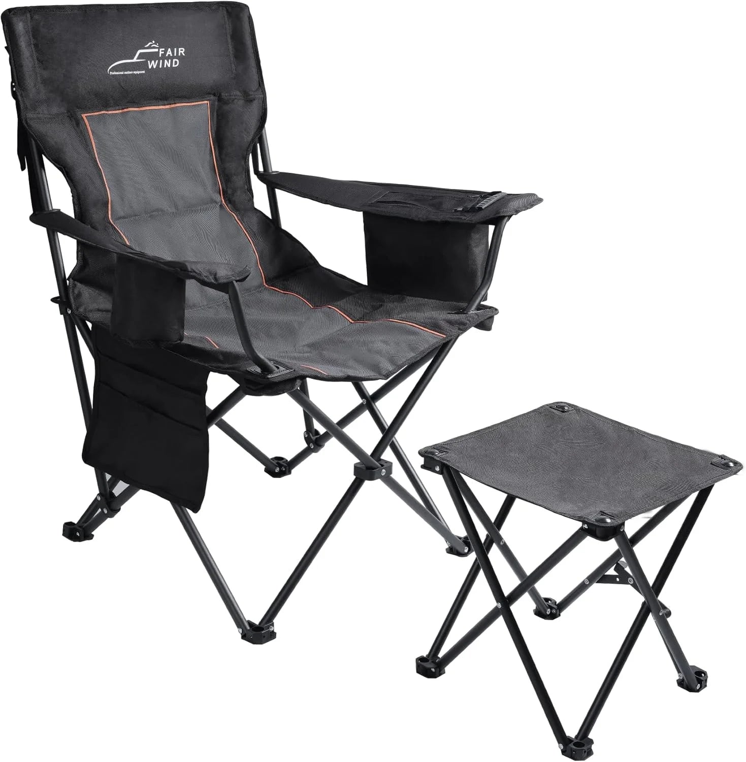 Lumi Discount FAIR WIND 2 Pack Fully Padded Oversized Camping Chair Heavy Duty Lawn Chair Set with Adjustable Lumbar Support - Image 2