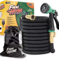Lumi Discount Hose Plus Expandable Garden Hose with 8 Function Nozzle, 100FT, Lightweight Retractable Garden Hose