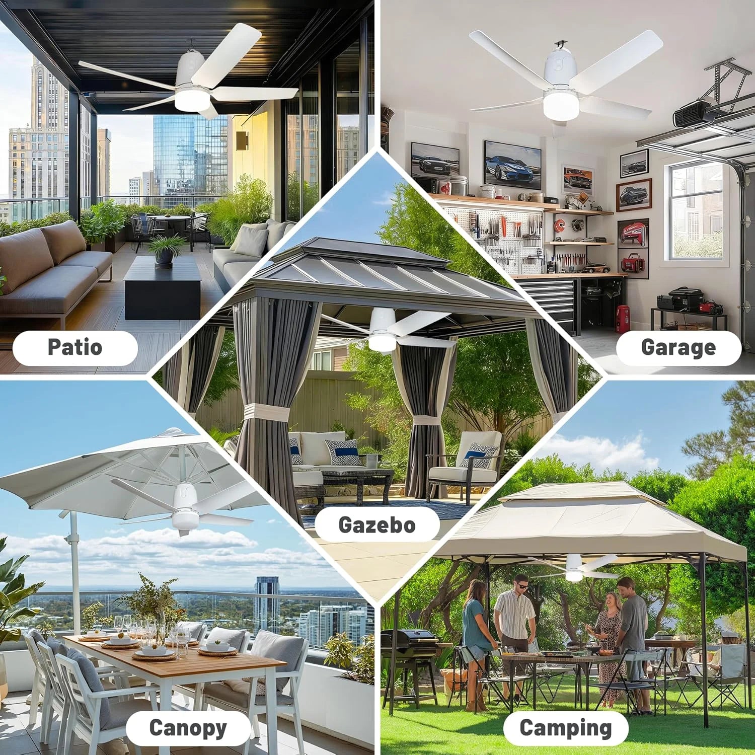 Lumi Discount Outdoor Ceiling Fan Light 31.5" 40000mAh Large Portable Ceiling Fan With Remote and Hanging Hook, 4 Wind Speeds - Image 7