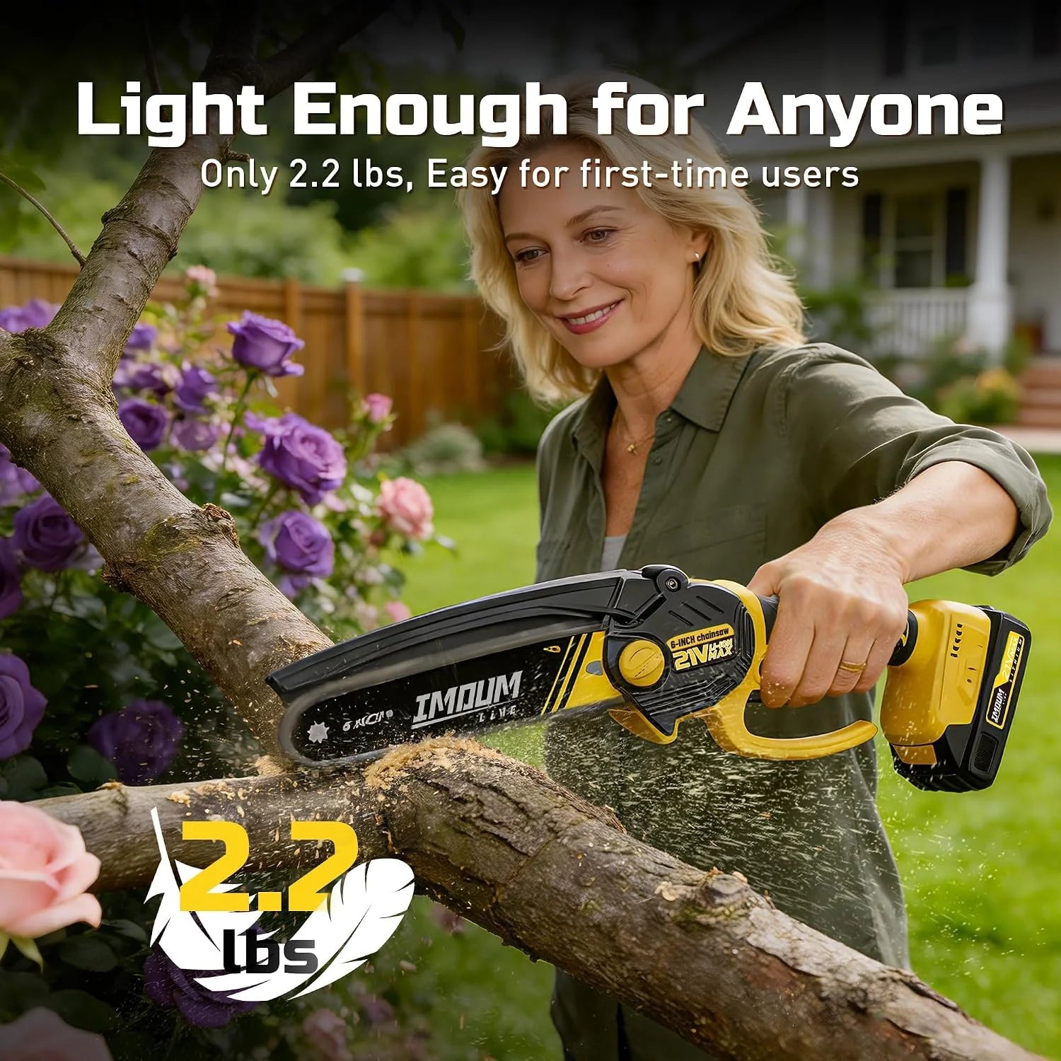 Discount Mini Chainsaw Cordless, 21V 2.0Ah Battery Powered Electric Pruning Saw, One-Hand Chain Saw for Tree Trimming