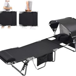 Alternative view of Discount Tanning Chair with Sun Canopy Face Hole Softer Padded Adjustable Washable, Heavy Duty Layout Folding Lounge Chair