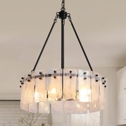 Discount Chandeliers for Dining Room Light Fixture, Adjustable Glass Modern Farmhouse Chandelier for Entryway