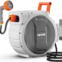 Discount Retractable Garden Hose Reel, 5/8 Inch x 100 ft Wall Mounted Hose Reel, Heavy Duty Garden Hose Reel with 9