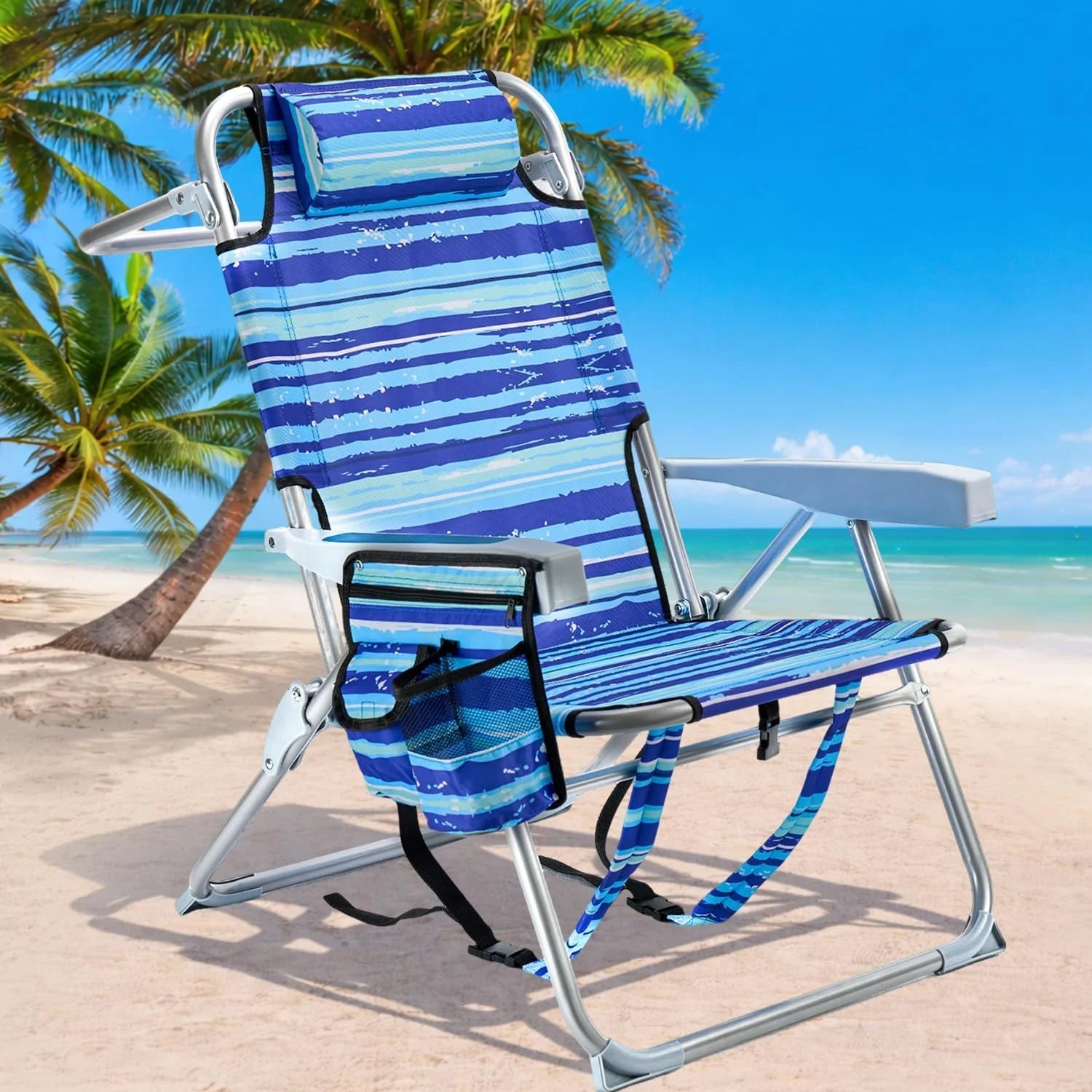 Lumi Discount GVDV 2 Pack Backpack Beach Chairs for Adults, Mid-Height Foldable Chair with Lay Flat Position - Image 4