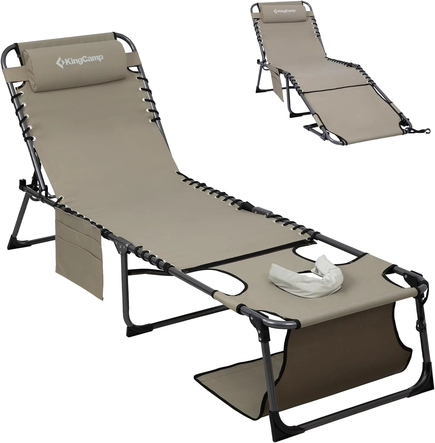 Lumi Discount Lounge Chair with face Hole & Canopy Shade, 400LBS Folding Portable Tanning Chair with face Hole - Image 6