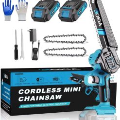 Alternative view of Lumi Discount Mini Chainsaw, 20V Cordless 6 Inch, 2x1.5Ah Batteries, Handheld Saw, Blue