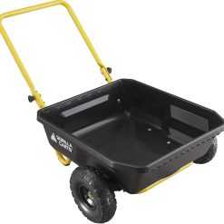 Lumi Discount Carts GCR-4 Poly Dump Cart, 2-Wheel Garden Wagon with Foldable Handle, 4 cu ft, 300 lb. Capacity
