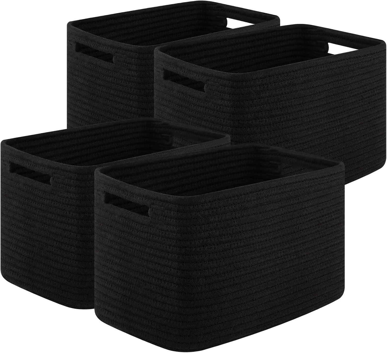 Discount 4Packs Natural Cotton Rope Storage Baskets for Organizing Toys, Clothes, Towels & Books, Soft Versatile Organizers - Image 4