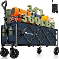 Alternative view of Discount 34” Extra Long Folding Portable Wagon Cart, 120L 360LBS Black