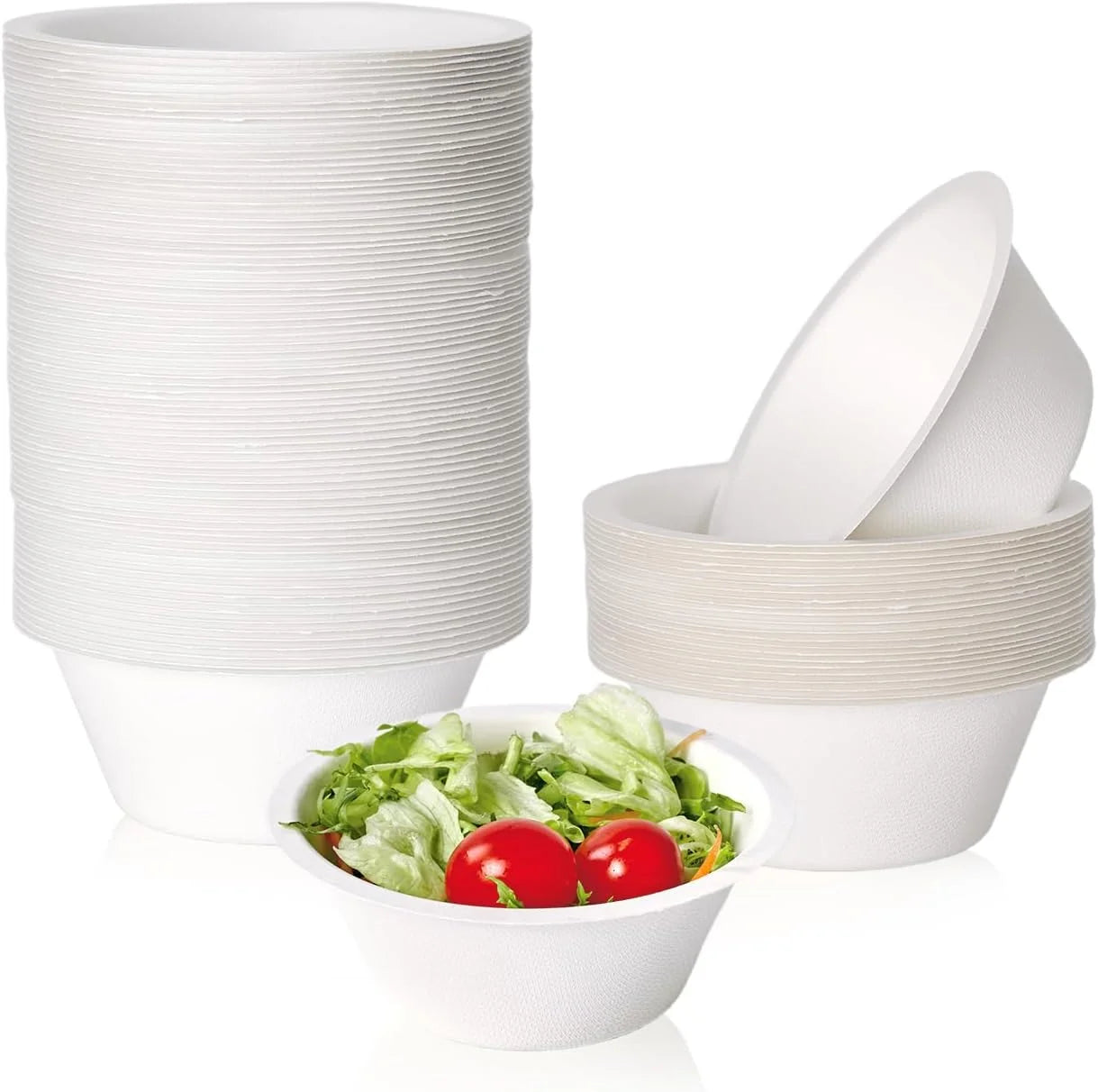 Discount 150 Pack 12 oz Compostable Paper Bowls Disposable, White - Image 2