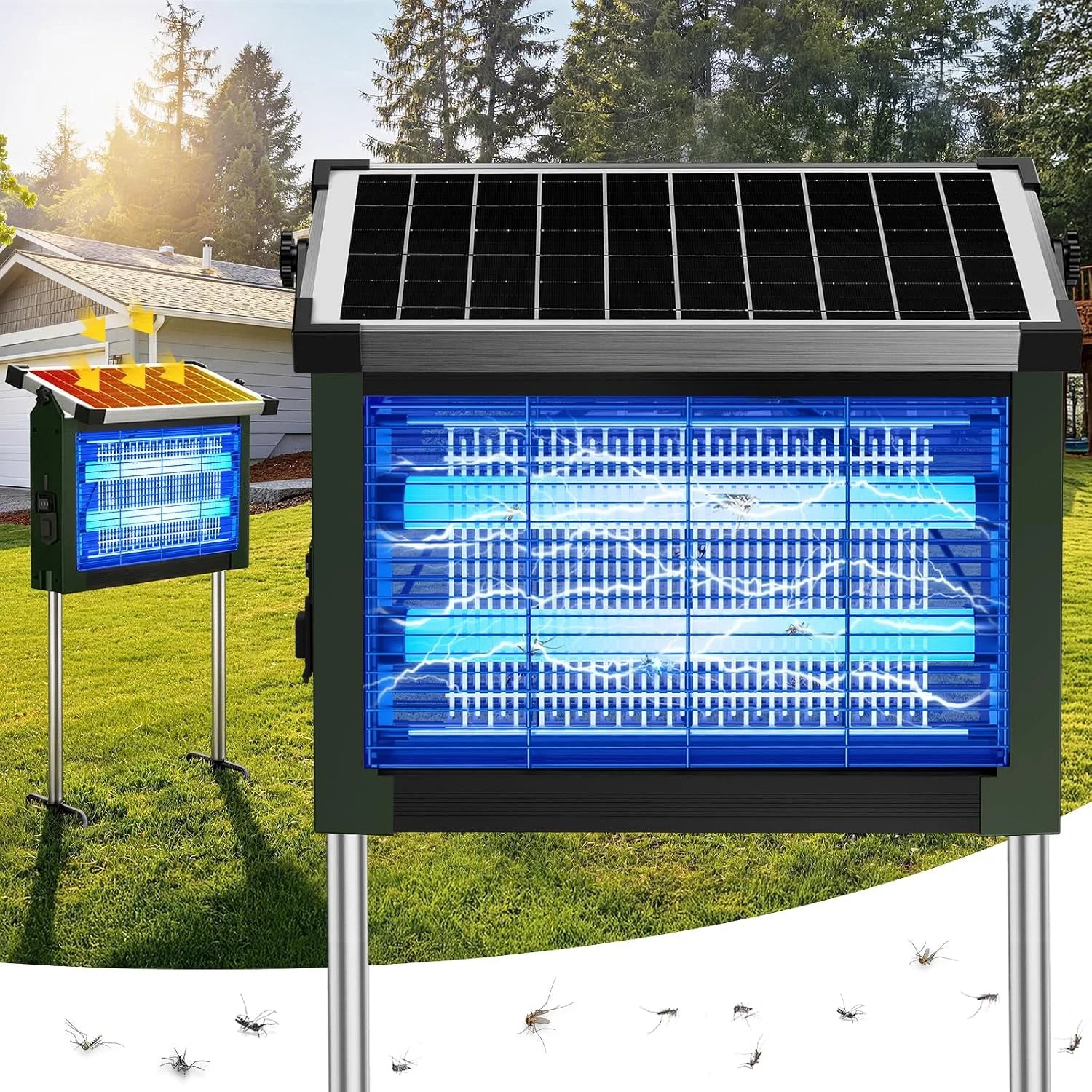 Discount Solar Bug Zapper Outdoor, 4500V Solar Mosquito Zapper for Outdoor & Indoor, 1/2 Acre Coverage Cordless Rechargeable - Image 4