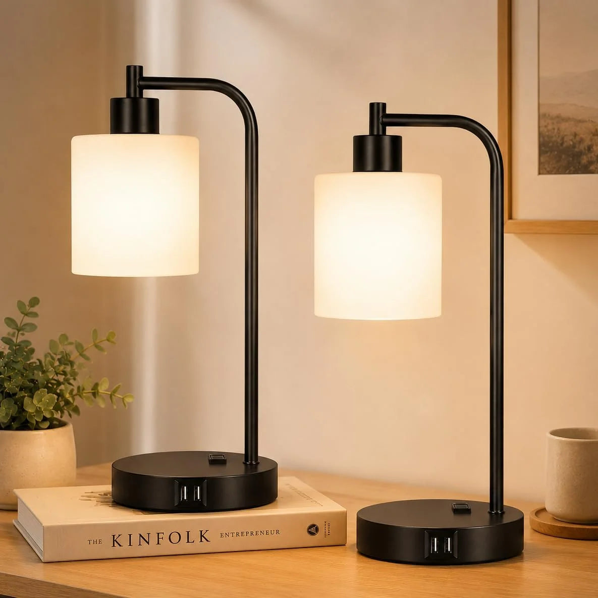 Discount Set of 2 Industrial Touch Control Table Lamps with USB C+A Ports and AC Outlet, Dimmable, Bulb Included - Image 6