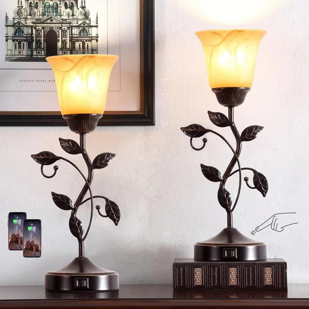 Discount Touch Control Table Lamp with 2 USB Charging Ports, Dimmable, Bulb Included - Image 5