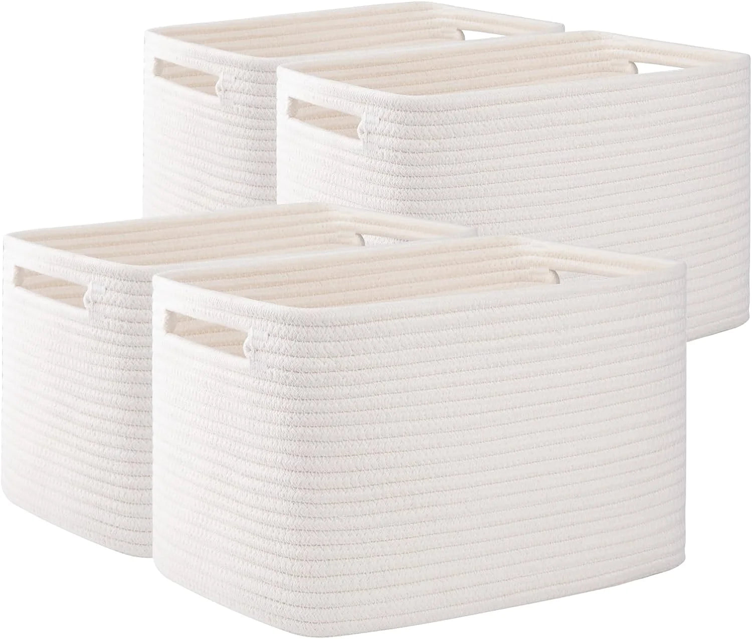 Discount 4 Pack Storage Baskets for Organizing, Cube Storage Bins for Shelves, Rectangle Storage Baskets With Handles - Image 6