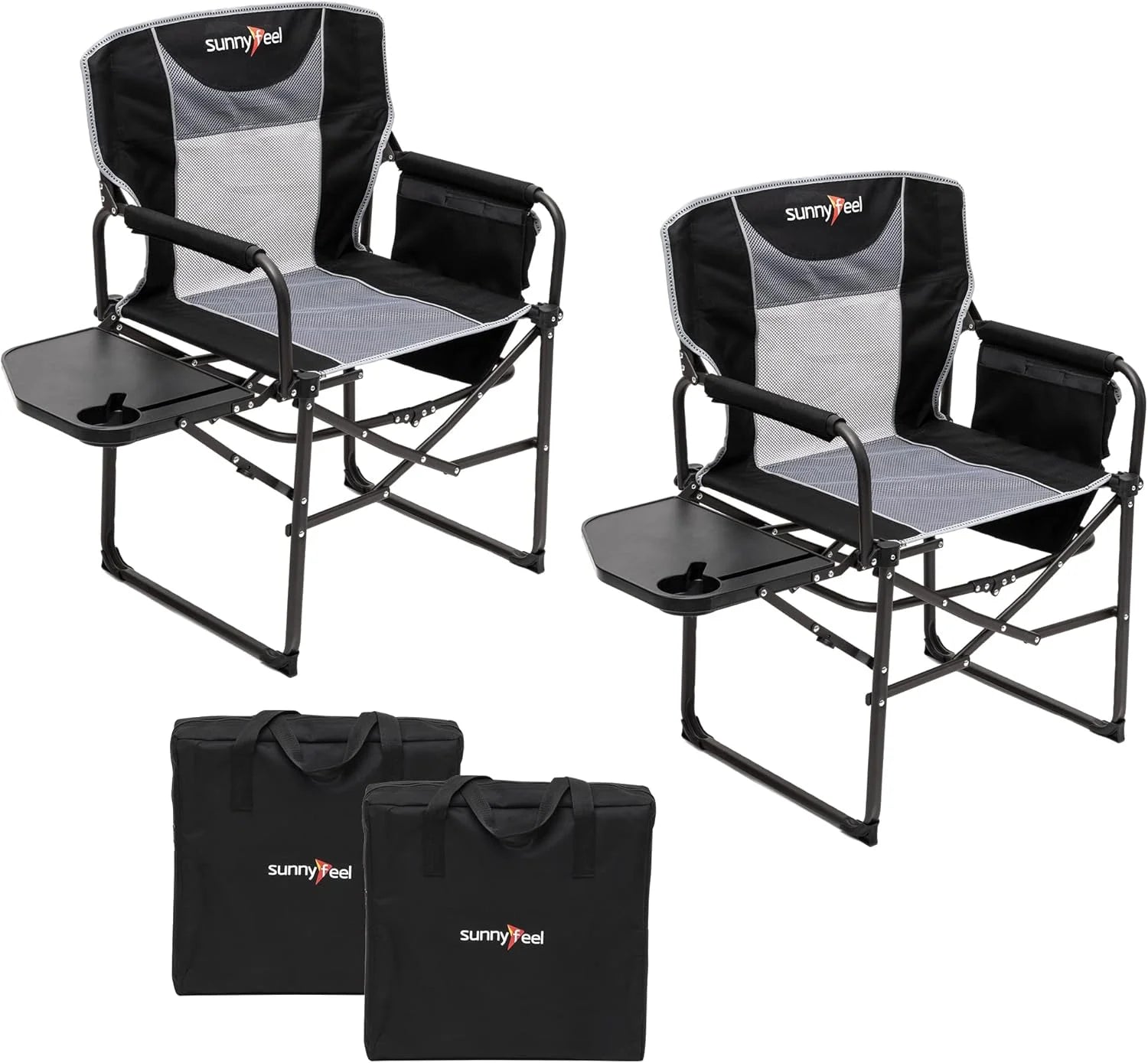 Lumi Discount SUNNYFEEL Camping Directors Chair, Heavy Duty, Oversized Portable Folding Chair with Side Table - Image 17
